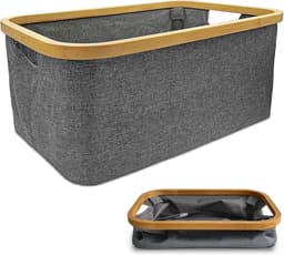Opvouwbare wasmand - 35 liter - Grijs - 45×30×24 cm — thumbnail 1