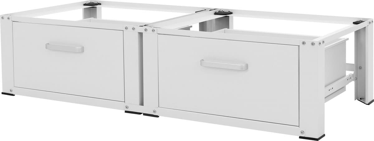Wasmachine verhoger, Wasmachine Onderstel Dubbele 64x53,5x31,5 cm met 2 lades in wit ML design — afbeelding 1
