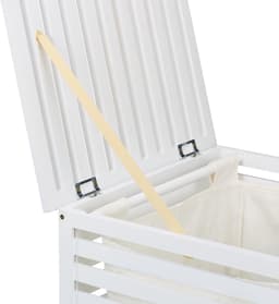 wasmand met deksel - 63 l - hout - 65,5 x 45 x 45 cm - waszak - wit — thumbnail 2