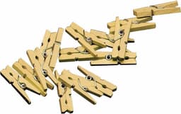 Mini knijpertjes - 20x - goud - 2 cm - hout - knijpers - miniknijpers voor kaarten - kaarten ophangen — thumbnail 1
