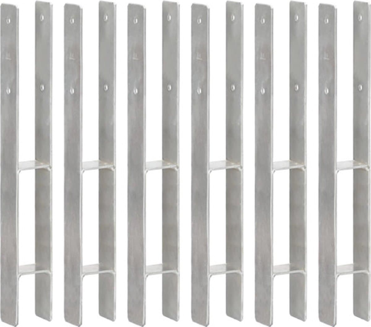 vidaXL - Grondankers - 6 - st - 7x6x60 - cm - gegalvaniseerd - staal - zilverkleurig — afbeelding 1
