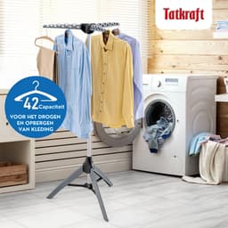 Tatkraft® PINE Inklapbaar Droogrek 42 kleding hangers - Droogtoren - Wasrek - Droogrek Hangend - Wasrek Inklapbaar - Droogmolen - Opvouwbaar Staand Kleding Droogrek - Wasdroogrek - Droogrekken - Wasrek Staand - Voor Badkamer/Balkon/Binnen/Buiten — thumbnail 3