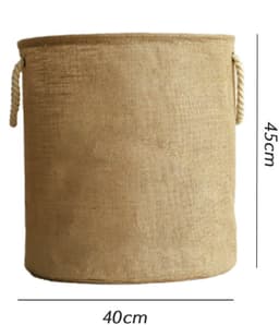 Wasmand Katoen - Opbergmand 52 ltr - Mand Rond met handvaten - Wasbox Opvouwbaar - Speelgoedmand — thumbnail 2
