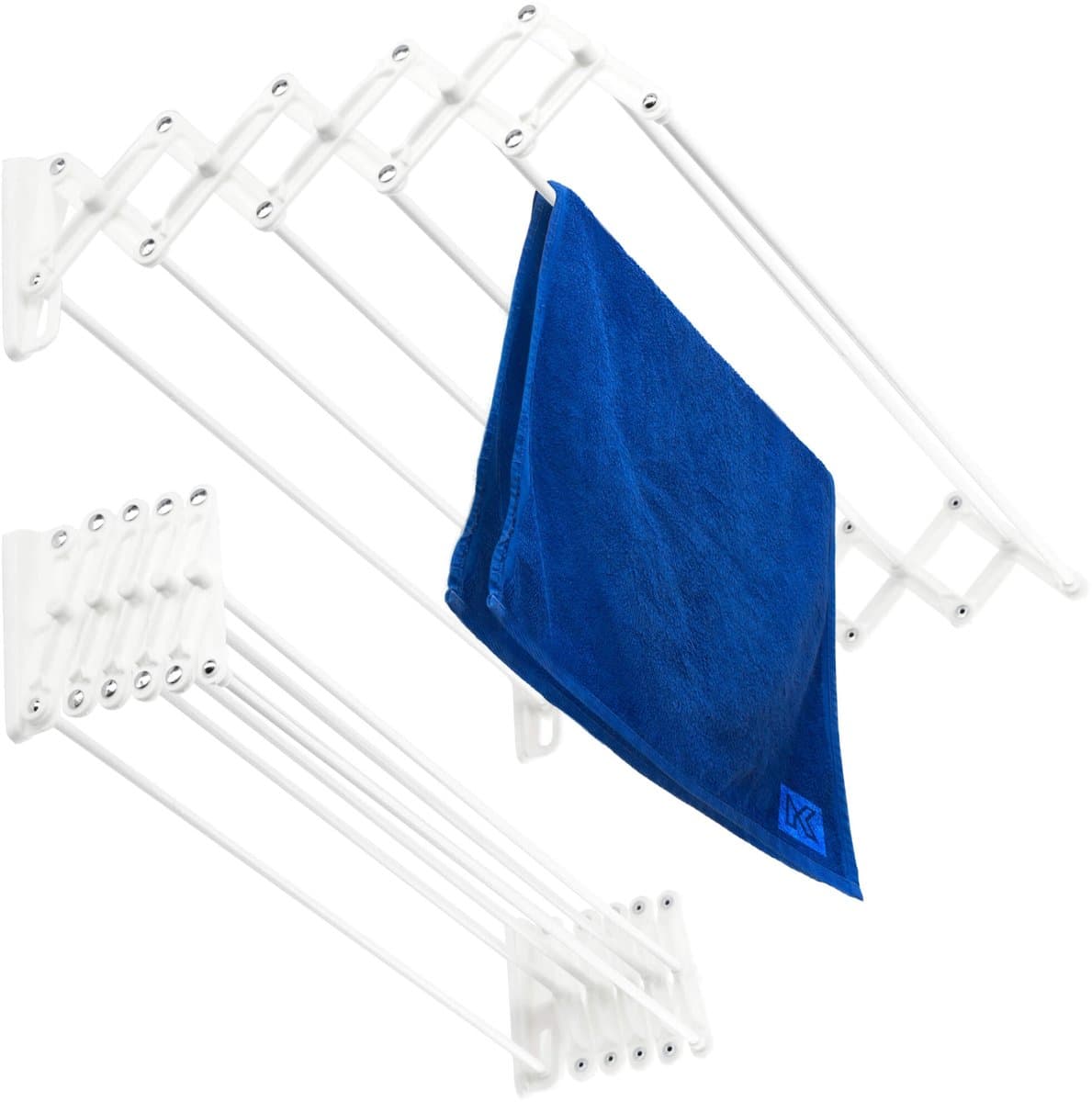 KADAX Wandwasdroger 60 cm, droogrek voor wandmontage, uittrekbare, ruimtebesparende droger voor handdoeken, inklapbare drooglijn met 6 sporten — afbeelding 1