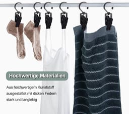 Allecto Plus - 20 draaibare wasknijpers met cliphaken voor kleding, gordijnen en hoeden in zwart en wit. Duurzaam en praktisch. — thumbnail 4