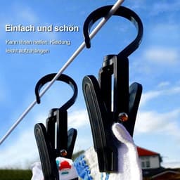 Allecto Plus - 20 draaibare wasknijpers met cliphaken voor kleding, gordijnen en hoeden in zwart en wit. Duurzaam en praktisch. — thumbnail 2