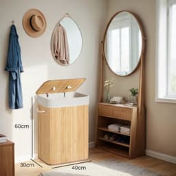 Wasmand - Met Deksel - 72 L - Bamboe – Natuurlijk Design — thumbnail 2