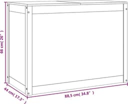 vidaXL - Wasmand - 88,5x44x66 - cm - massief - grenenhout — thumbnail 2
