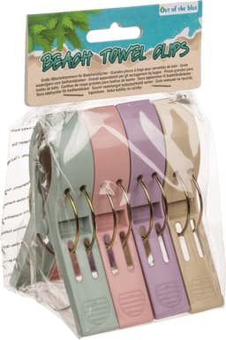 Out of the blue Handdoekknijpers XL - 4x - pastel kleurenmix - kunststof - 12 cm - wasknijpers — thumbnail 2