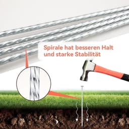 RVS spiraal grondankers - 100 stuks 200 mm lang voor tuinvlies kunstgras - camping - Ø 52 mm haringen zilver 100 stuks. — thumbnail 2