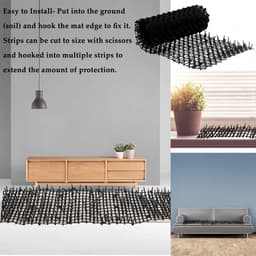 2 meter kattenafweerstrips - barrière voor dieren - 200 x 30 x 22 cm doornrooster - spikes - kattenverjager - 8 U-vormige grondankers - dierenverschrikker — thumbnail 2