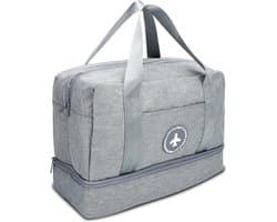 Intirilife Waterdichte reistas in GREY - Ruime textieltas van waterafstotende Oxford stof, perfect voor uitstapjes, vakanties, reizen en nog veel meer.
