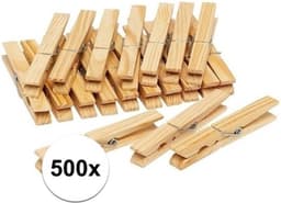Benson Wasknijpers - 500x stuks - bamboe - 7 cm - hout - knijpers — thumbnail 5