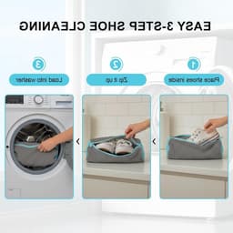Robuuste Waszak voor Schoenen 39 x 19 cm - Herbruikbare Waszak met Rits voor 360° Reiniging van Sneakers en Sportschoenen in Grijs — thumbnail 3