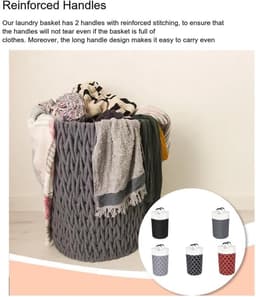 Opbergtrommel - Opvouwbare wasmand - Grote capaciteit - Opbergruimte met handvat - Wasmand - Ronde vuile wasmand, geschikt voor thuisgebruik (zwart) — thumbnail 3