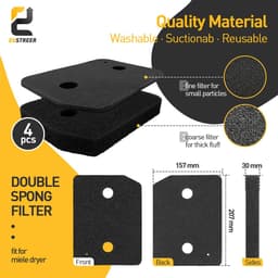 9164761 Plintfilter Vervanging geschikt voor Miele T1-droger - Compatibel met Miele T1 warmtepompdroger - Inclusief 4 schuimfilters - Houd uw droger efficiënt en pluisvrij — thumbnail 5