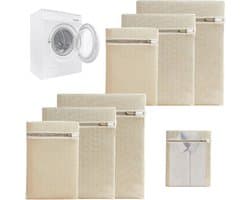 Set van 6 Premium Katoenen Waszakken met Rits, Microplastic Vrij, Ideaal voor Wasmachine en Reizen, Perfect voor Vuile Was en Organisatie