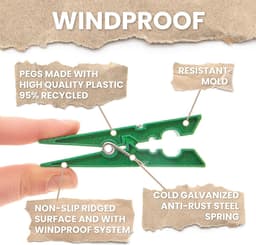 Wasknijpers - Kledinghangers - Was ophangen - Anti-afdruk systeem - 40 stuks - Groen — thumbnail 5