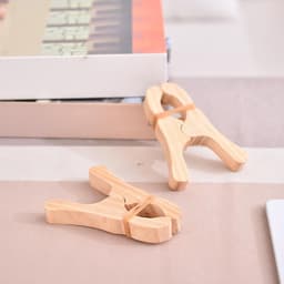 Houten wasknijpers, 6 stuks, robuust, natuurlijk, voor de tuin, wasknijpers, wasgoed, winkel, douche, knutselen, klaslokaal — thumbnail 2