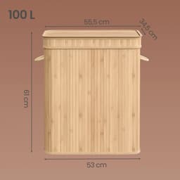 SONGMICS - Wasmand - Wassorteerder - Bamboe - Met Handgrepen - Uitneembare Waszak - 100L — thumbnail 3