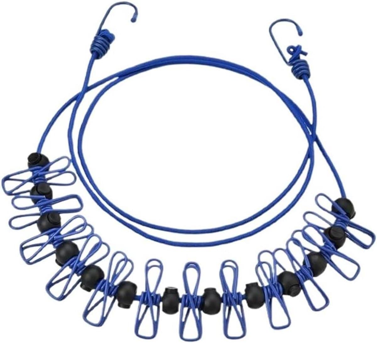 Waslijn Clips - Draagbare Lijn - Kleding Drogen - Winddicht Ontwerp - 3.7 Meter - Blauw — afbeelding 1