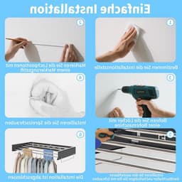 Verstelbare Wandgemonteerde Kledingdroger | Vouwbare Waslijn met 80 cm Stangen | Ideaal voor Binnen en Buiten, Perfect voor Badkamer en Balkon — thumbnail 2