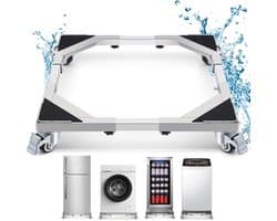 MTTProducts - Wasmachine voet - met 4 wieltjes - Verstelbaar 50-70cm - Ondersteunt tot 300kg - Trolley voor wasmachine en koelkast