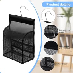 Wasknijperzakken - set van 2 met haken - flexibele hangorganizer voor badkamer - keuken en camping - opslag - hangend voor wasknijpers - badkameraccessoires - reisaccessoires - multifunctionele opbergoplossing — thumbnail 5
