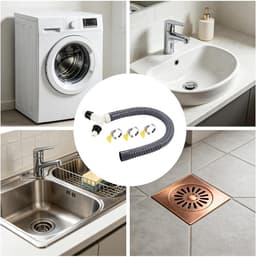 Wasmachine Afvoer T-stuk - Afvoer Adapter - Efficiënt Waterbeheer - Terugslagklep Functie - 20 cm Slang - Grijs — thumbnail 5