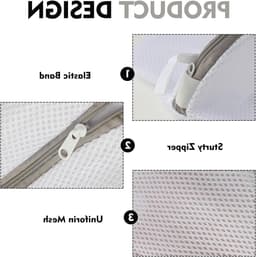 Set van 2 Waszakken voor Schoenen, Herbruikbare Mesh Waszakken voor de Wasmachine, Ideaal voor Sportschoenen en Kleding, Diepe Reiniging 24x24x40 cm Grijs — thumbnail 4