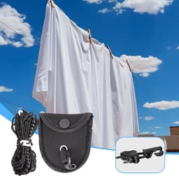 Waslijn Camping - Droogtouw Outdoor - Kleding Drogen - Winddicht Antislip - 350 cm - Zwart — thumbnail 5