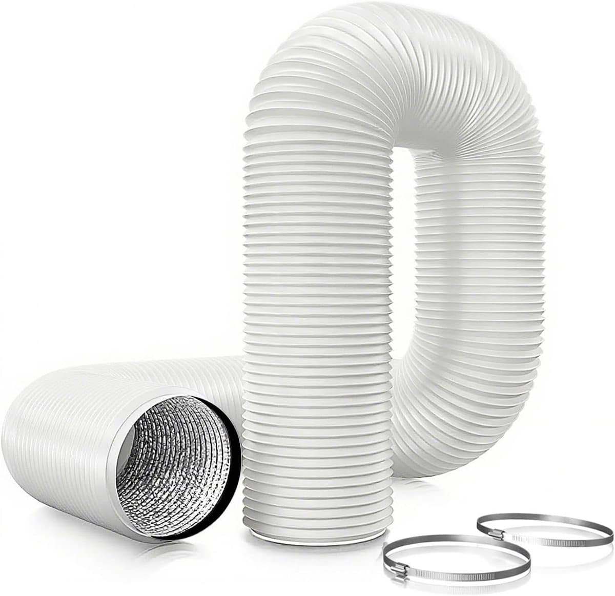 Afvoerslang - Flexibele buis - Ventilatie verbeteren - Vlamvertragend materiaal - 150mm 2.5m - Wit — afbeelding 1