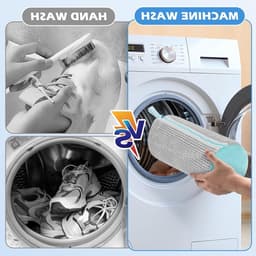 Schoenwaszakken voor de wasmachine - Set van 2, ideaal voor het reinigen van schoenen, wasnet voor schoenen, 360° reiniging, geschikt voor droger (grijs, 39 x 19 cm) — thumbnail 3