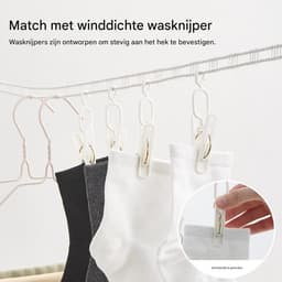Reiswaslijn - Waslijn Haken - Buiten Kleding Drogen - Winddicht Ontwerp - 500 cm - Grijs — thumbnail 3