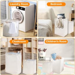 Dailygoods- Wasmand 60 Liter - Opvouwbaar - Beige - Multifunctioneel - Rectangular - Duurzaam katoenlinnen - Wascontainer — thumbnail 2