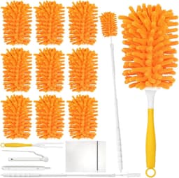 Set van 10 Wasbare Duster Moppen met 360° Beweging, Herbruikbare Stofmop met Uittrekbare Steel en Waszak voor Efficiënt Stof Vegen — thumbnail 1