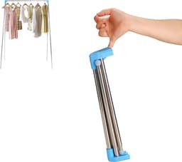 Draagbare Reiskledingrek - Opvouwbaar Kledingrek Voor Dans En Camping - Compact Droogrek Met Stabiele Constructie - Lichtgewicht Design Voor Binnen En Buiten - Mini Formaat In blauw Metaal - 1 Stuks Set - Ideaal Voor RV Reizen En Wedstrijden — thumbnail 1