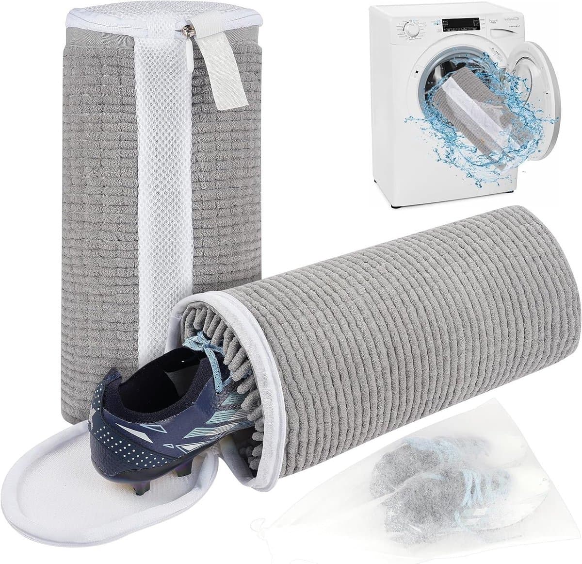 Herbruikbare waszakken set van 2 voor wasmachine en droger, ideaal voor sneakers, sokken en lingerie (Donkergrijs) — afbeelding 1