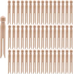 Houten Klemmen - Stormklemmen Wasknijpers - Knutselen Decoratie - Natuurlijk Milieuvriendelijk Hout - 11 cm 100 stuks - Naturel — thumbnail 1