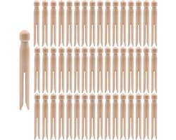 Houten Klemmen - Stormklemmen Wasknijpers - Knutselen Decoratie - Natuurlijk Milieuvriendelijk Hout - 11 cm 100 stuks - Naturel