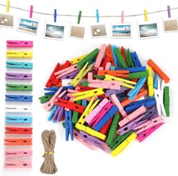 Kleurige Houten Kledingknijpers - 100 Stuks voor Foto's, Collages en Postkaarten, Ideaal voor Creatieve Decoratie — thumbnail 1