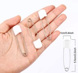 Baby Veiligheidsspelden - Doek Luiersluitingen - Knutselen en Sluiten - Met Plastic Veiligheidslock - 50 Stuks - Wit — thumbnail 4