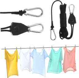 Verstelbare Waslijn - Ophangkoord Kampeerkoord - Kleding Drogen - Verstelbare Lengte - 500 cm - Zwart — thumbnail 1