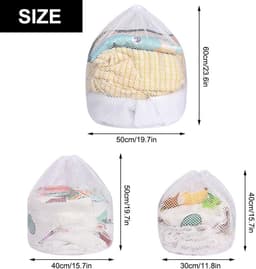 Allecto - 3-delige trekkoord waszak - waszakken met gaas - delicate was - 3 stuks - wasmachine - speelgoedopslag - geschikt voor babykleding — thumbnail 5