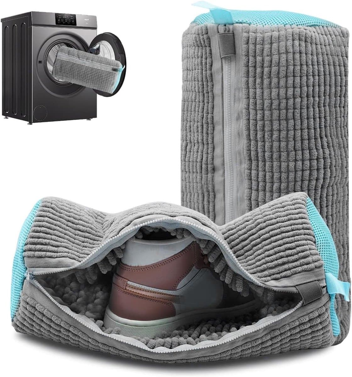 Robuuste Waszak voor Schoenen - Herbruikbare Waszak 39 x 19 cm met Rits voor 360° Reiniging en Bescherming van Schoenen in Grijs — afbeelding 1