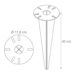 Grondanker voor tuinlamp - set van 4 - 30 cm - zwart — thumbnail 2