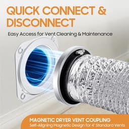 Ulisem - Magnetische droogafvoerconnector - Luchtdichte afdichting - 0.8 meter slang - 10 cm diameter - 2 slangklemmen - Eenvoudige installatie - Hittebestendig - Geschikt voor wasruimte en airconditioner — thumbnail 5