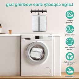 Grote waszak voor schoenen en sneakers met extra reinigingsvak, ideaal voor het wassen van sportschoenen en leren schoenen, versterkte ritssluiting, wit — thumbnail 3