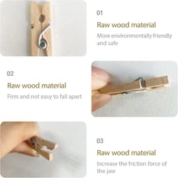 Mini Wasknijpers Set - Houten Clips Touw - Foto Decoratie DIY - Natuurlijk Hout Jute - 100 Stuks 30MM - Natuurlijk — thumbnail 2