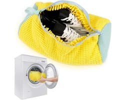 Waszak voor Kleding en Schoenen, Herbruikbare en Draagbare Polyester Tas met Rits, 39 x 19 cm, Geel, Perfect voor Was en Bescherming